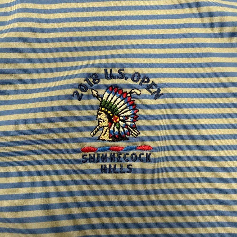 RLX Ralph Lauren Polo Shirt Mens XL Blue Striped 2018 US Open Shinnecock Hills - Picture 3 of 9
